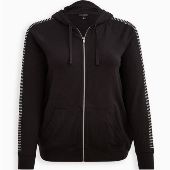 Torrid jeweled zip hoodie ultra soft black fleece - Picture 9 of 12